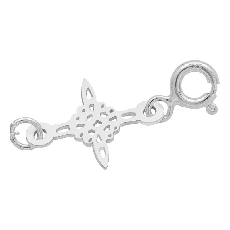 Pulsera Nudo De Bruja Laser Cristales Regalo Mujer Plata 925 Café Blanco 19 Cm