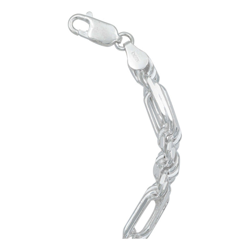Pulsera Gruesa Torsal Figaro Hombre Plata Italy 925 6 Mm
