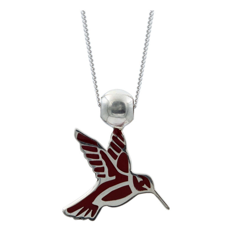 Collar Ajustable Colibri Esmaltado Mujer Regalo Plata 925