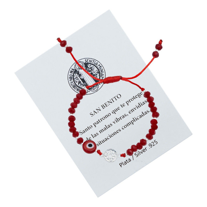 Pulsera Ajustable Niños Niñas Hilo Artesanal Ojo Plata 925