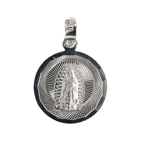 Medalla Diamantada Med Torso Virgen Guadalupe Plata Ley 925 Plateado Med