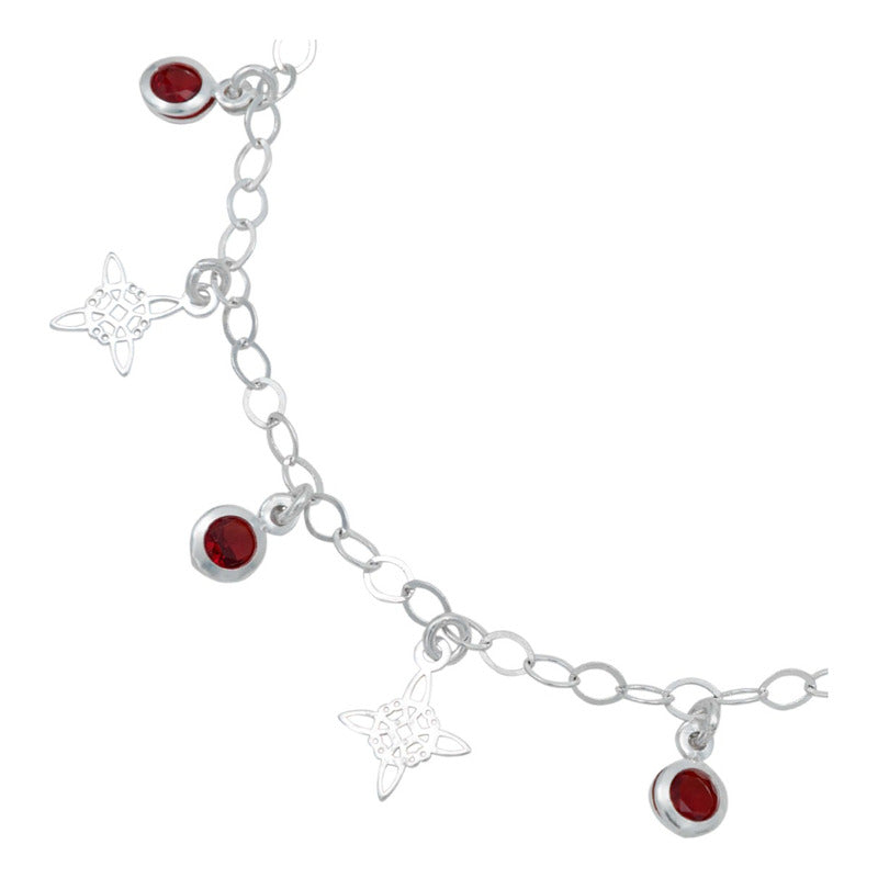 Pulsera Ajustable Nudo De Bruja Laser Zirconia Plata 925