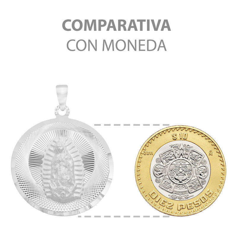 Dije Medalla Diamantada Virgen Guadalupe Plata Ley 925 3 Cm