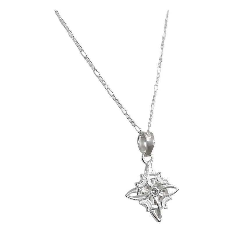 Collar Nudo De Bruja Fases Lunares Zirconia Plata 925