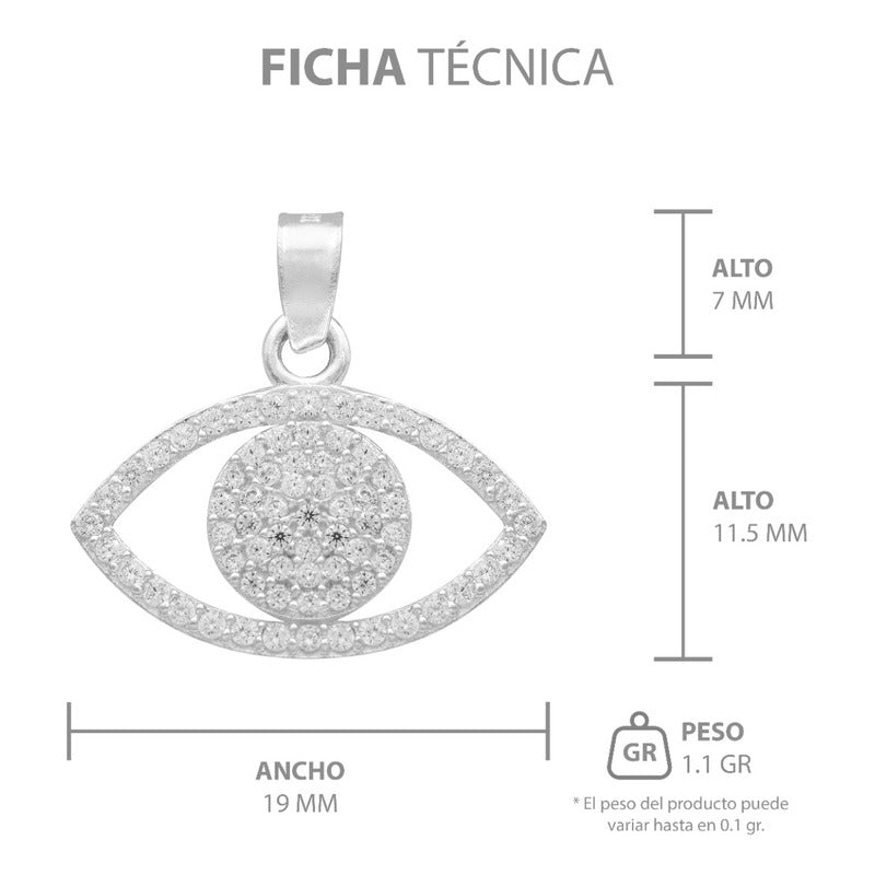 Dije Ojo Turco Zirconias Esoterico Suerte Amuleto Plata 925