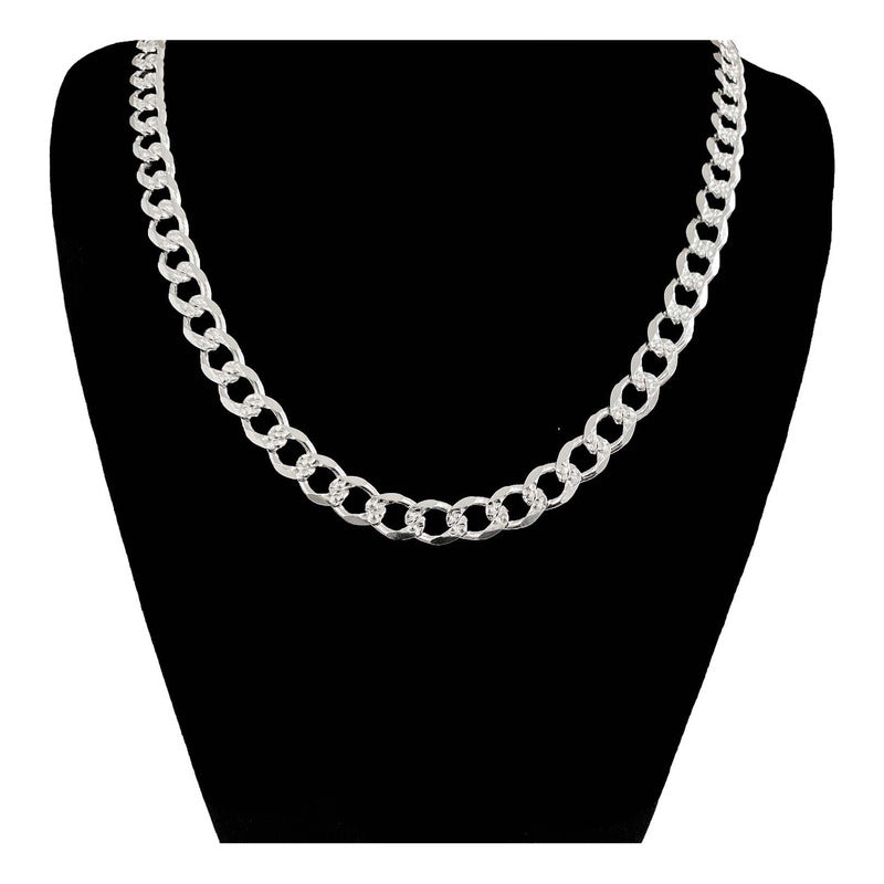 Cadena Barbada Diamantada Cubana Hombre Plata925 60cm X 1cm