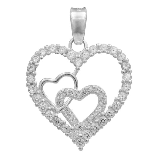 Dije Corazones Zirconias Amor Amistad Regalo Mujer Plata 925 Blanco