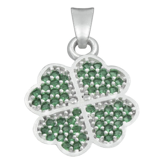 Dije Trebol Corazones Zirconias Amor Suerte Regalo Plata 925 Verde