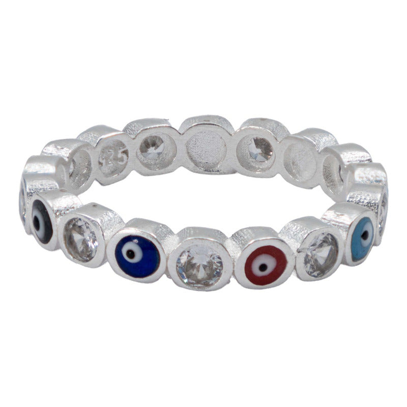 Anillo Ojo Truco Chico Curumbela Completa Zirconia Plata 925
