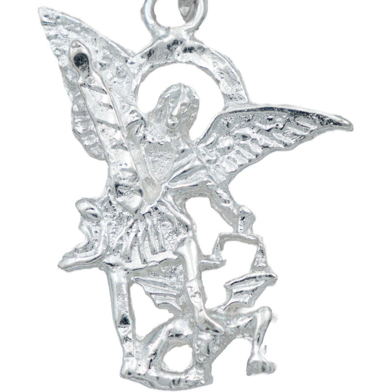 Dijes San Miguel Arcangel Con Zirconias Plata Solida 925
