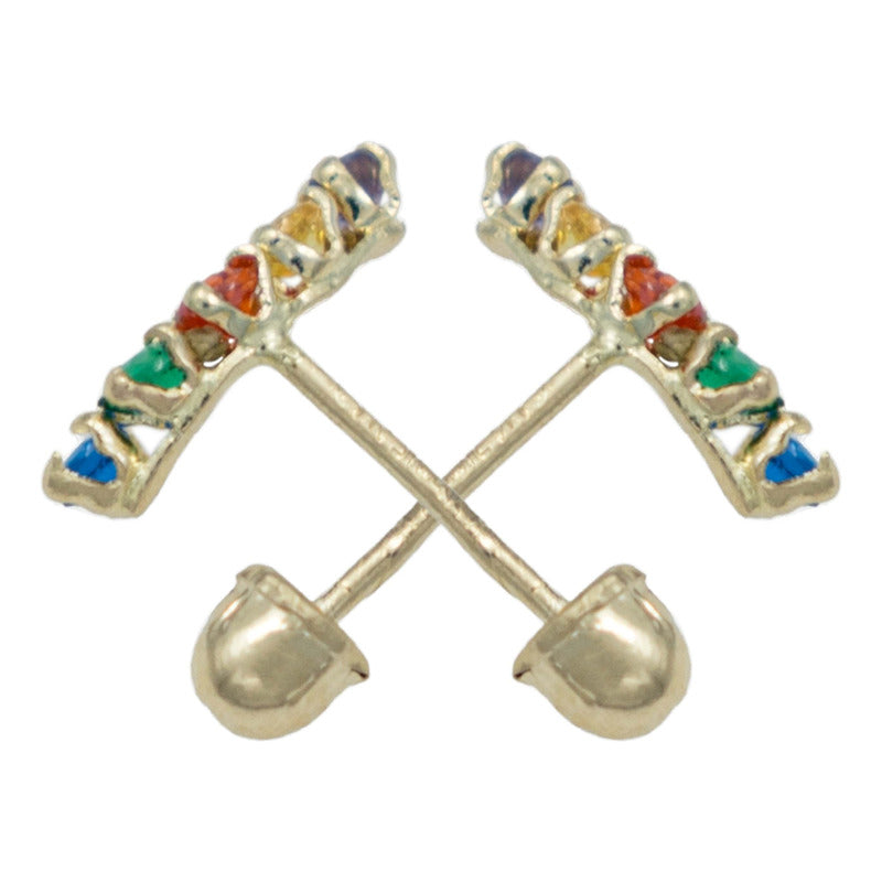 Broquel Lambada Arcoiris Zirconias Mujer Regalo Amor Oro 10k