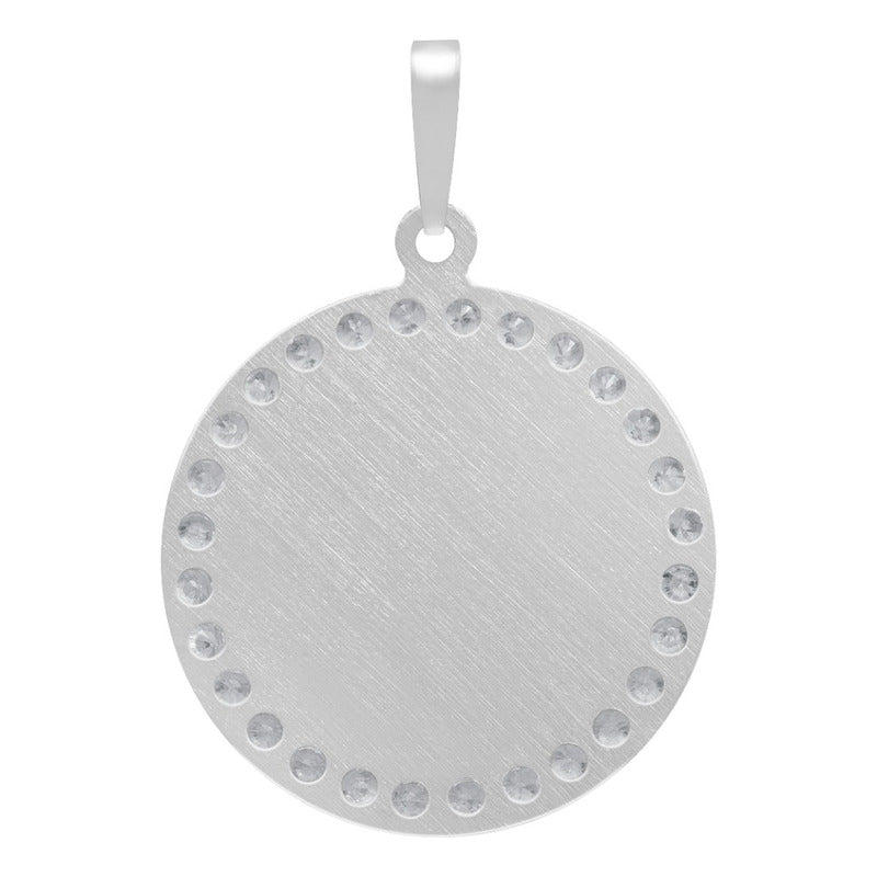 Dije Medalla Virgencita Guadalupe Zirconias Plata 925 2.3 Cm Blanco