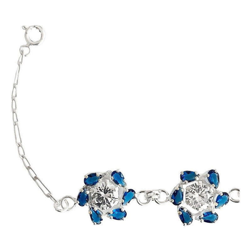 Pulsera Flores Con Zirconias Amor Regalo Plata Ley 925