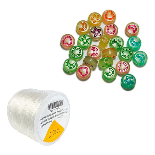 Armado Pulsera Bisuteria Figura 1200pzs + 100mts Hilo Nylon Verde - 1200 Piezas