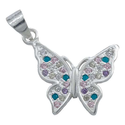 Dije Mariposa Zirconias Primavera Regalo Amor Plata 925 Multicolor