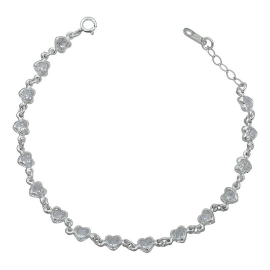 Pulsera Corazones Zirconias Amor Mujer Regalo Plata 925