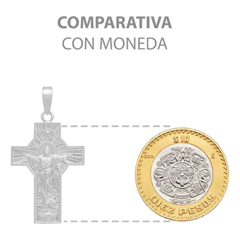 Dije Cruz Ancha Cristo Milagroso Espiritu Santo Plata 925 Plateado