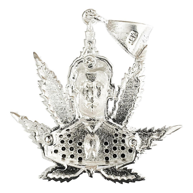 Dije Jesús Malverde Cannabis Zirconias Plata Solida Ley 925