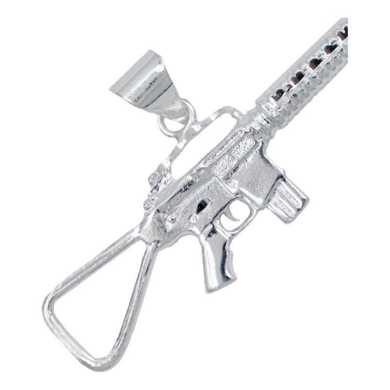 Dije Rfile Fúsil M16 Liso Belico Hombre Regalo Plata 925