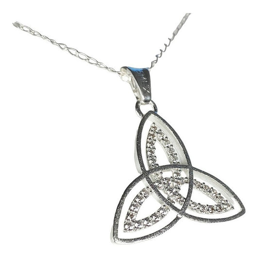 Dije Triqueta Zirconias Plata Solida 925 + Cadena Plata 925 Zirconias