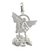 Dijes San Miguel Arcangel Con Zirconias Plata Solida 925