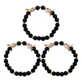 3 Piezas Pulsera Craneo Santa Muerte Flor Artesanal Unisex