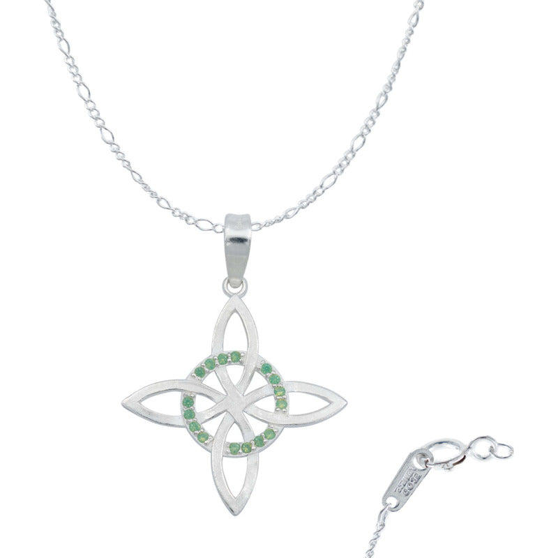 Collar Nudo De Bruja Celta Plano Zirconias Plata Ley S925