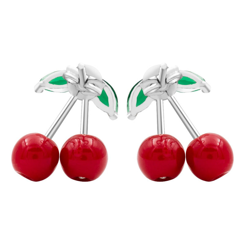 Joyaris Aretes Cereza Plata 925 Mujer Broche Mariposa Regalo