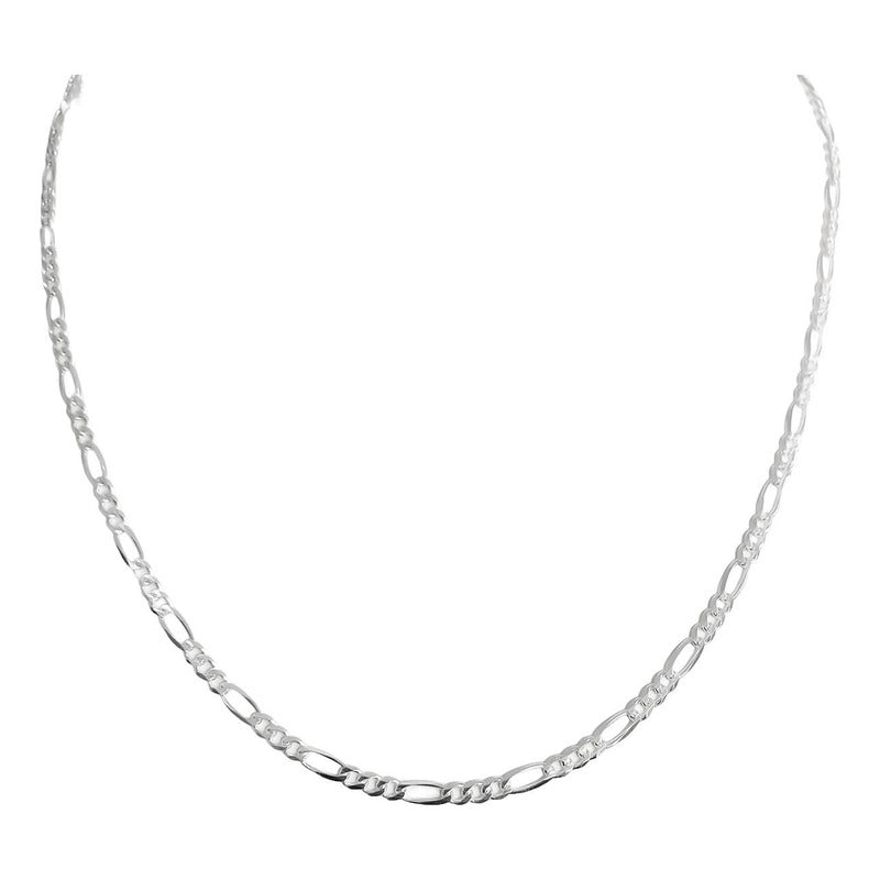 Cadena De Plata 925 Diamantada Mujer Fígaro 55 Cm X 3 Mm