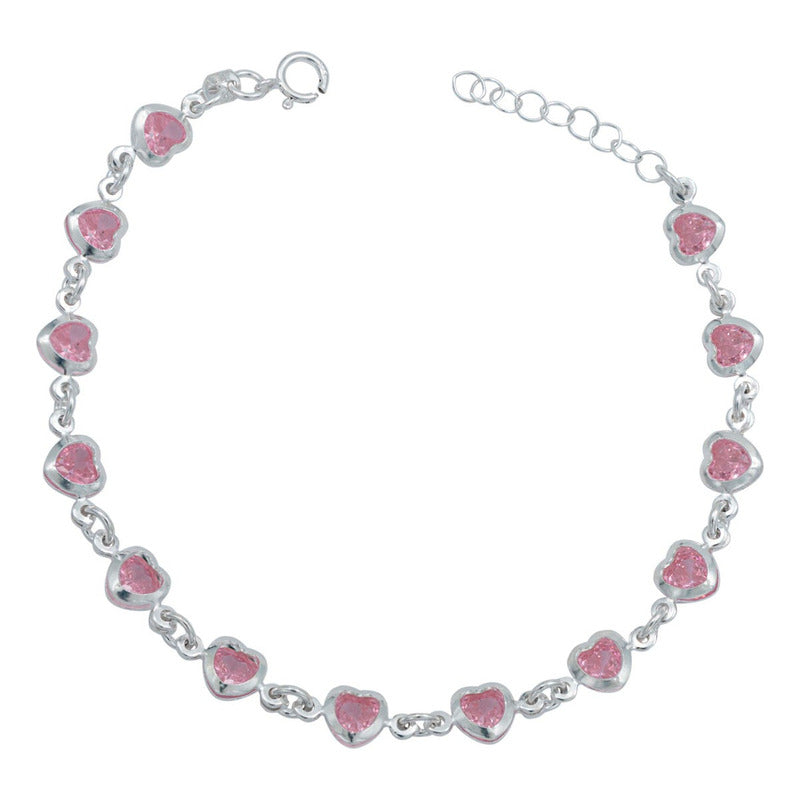 Pulsera Corazones Zirconias Amor Mujer Regalo Plata 925