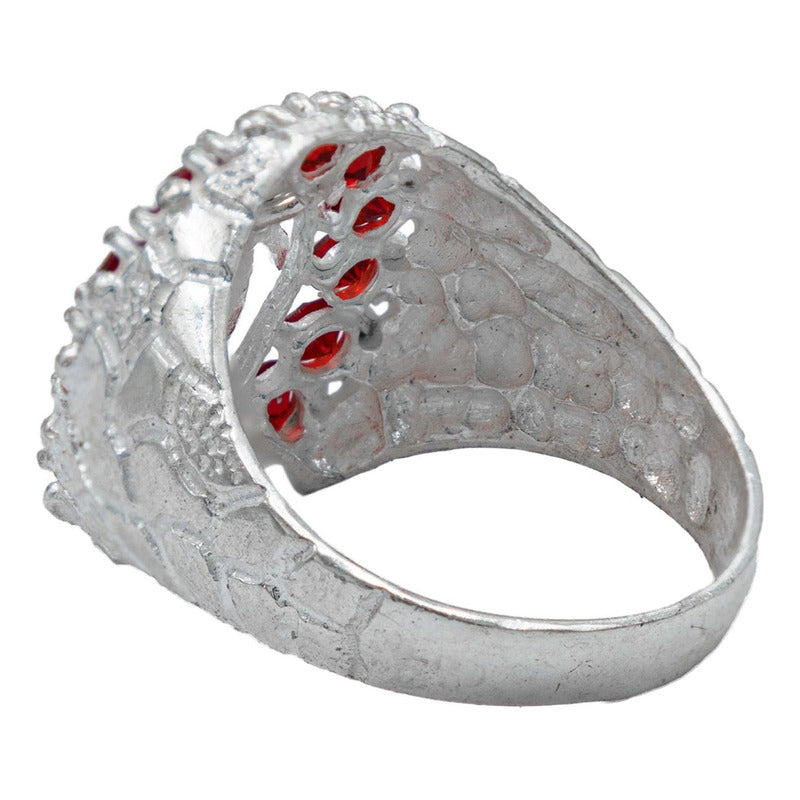 Anillo Santa Muerte Herradura Zirconias Plata Ley 925
