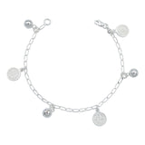 Pulsera San Benito Medalla Doble Vista Cascabel Plata 925