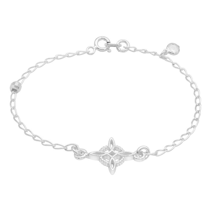 Pulsera Nudo De Bruja Bola Facetada Cristal Mujer Plata 925 Blanco 18 Cm