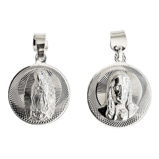 Medalla Divino Rostro Virgen Guadalupe Plata 925 3.9 Cm Plateado
