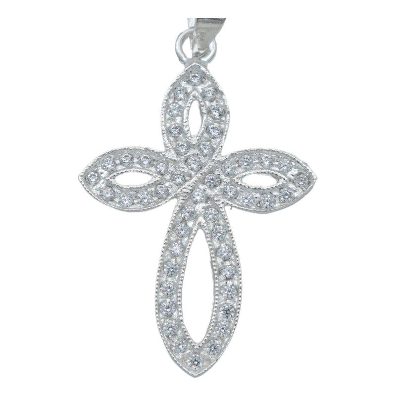 Dije Cruz Redonda Zirconias Hombre Mujer Plata925 3.8 Cm
