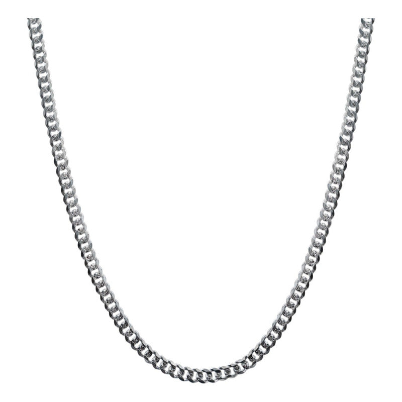 Cadena Cuba Cerrada Diamantada Hombre Plata 925 60 Cm X 5 Mm