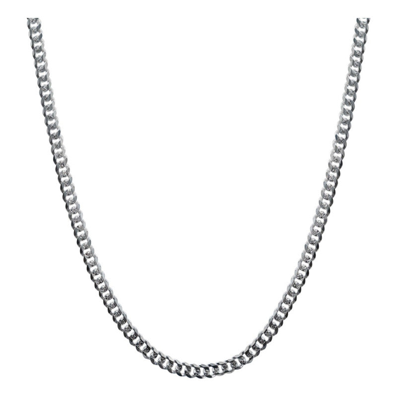 Cadena Cuba Cerrada Diamantada Hombre Plata 925 55 Cm X 5 Mm