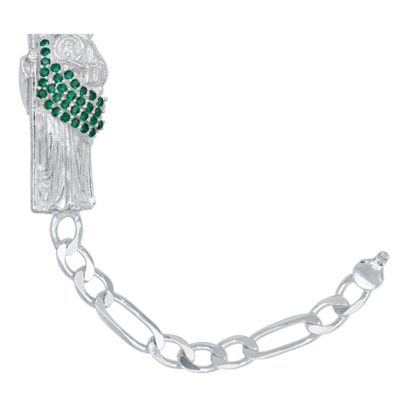 Pulsera Esclava San Judas Zirconias Tejido Figaro 3x1 5 Mm