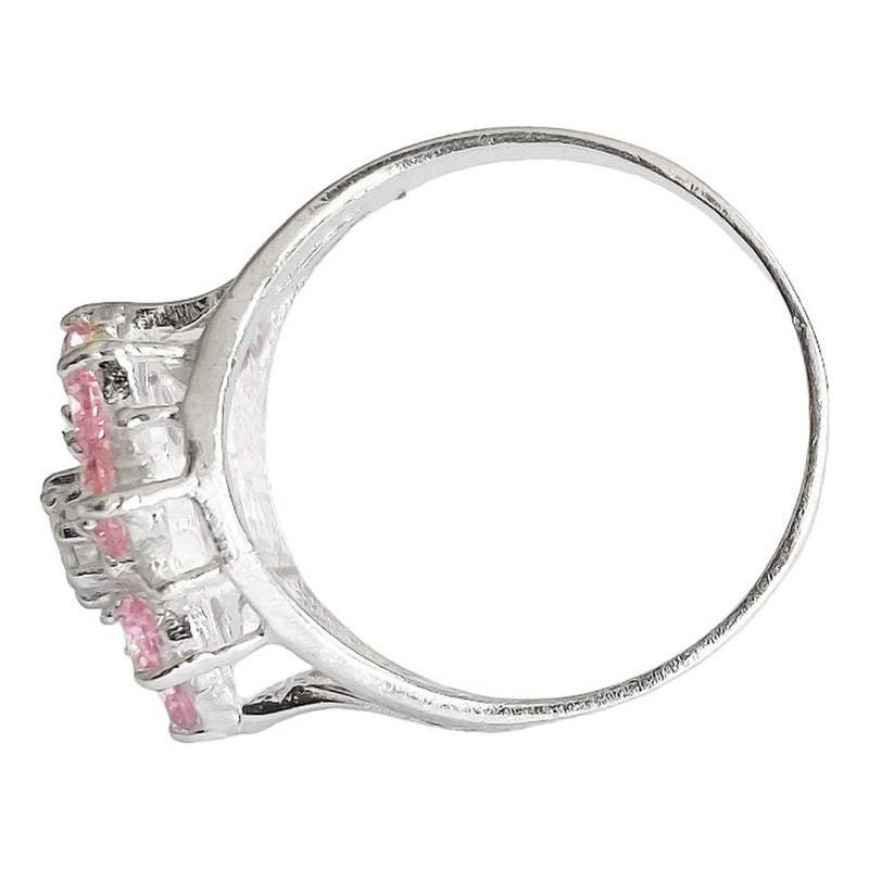 Anillo Flor 8 Pétalos Con Zirconias De Colores De Plata .925