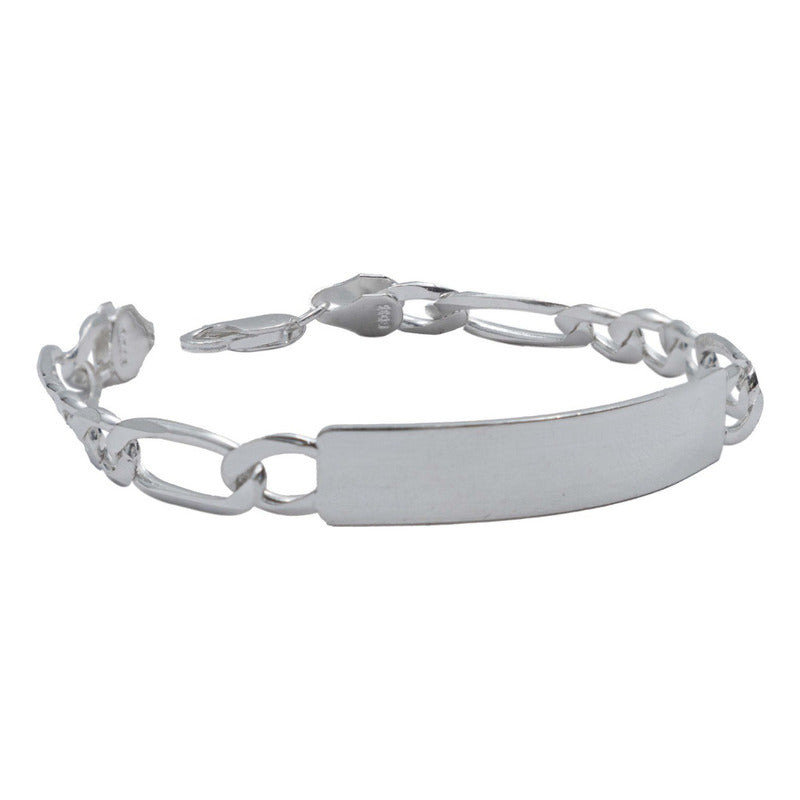 Pulsera Esclava Figaro 3x1 Gruesa Hombre Plata 925 7 Mm