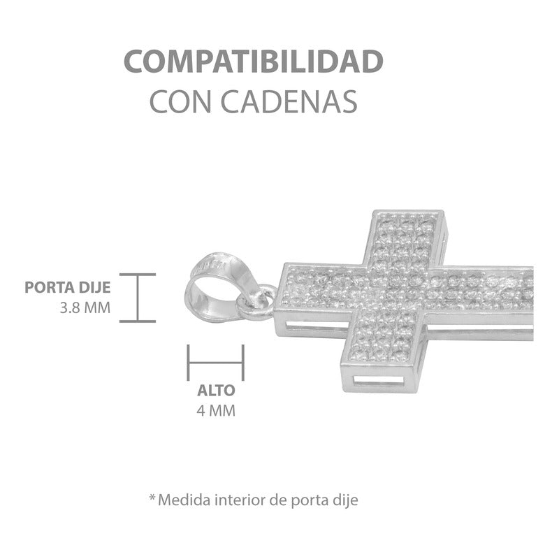 Dije Cruz Simetrica Zirconias Unisex Plata 925 2.9 Cm
