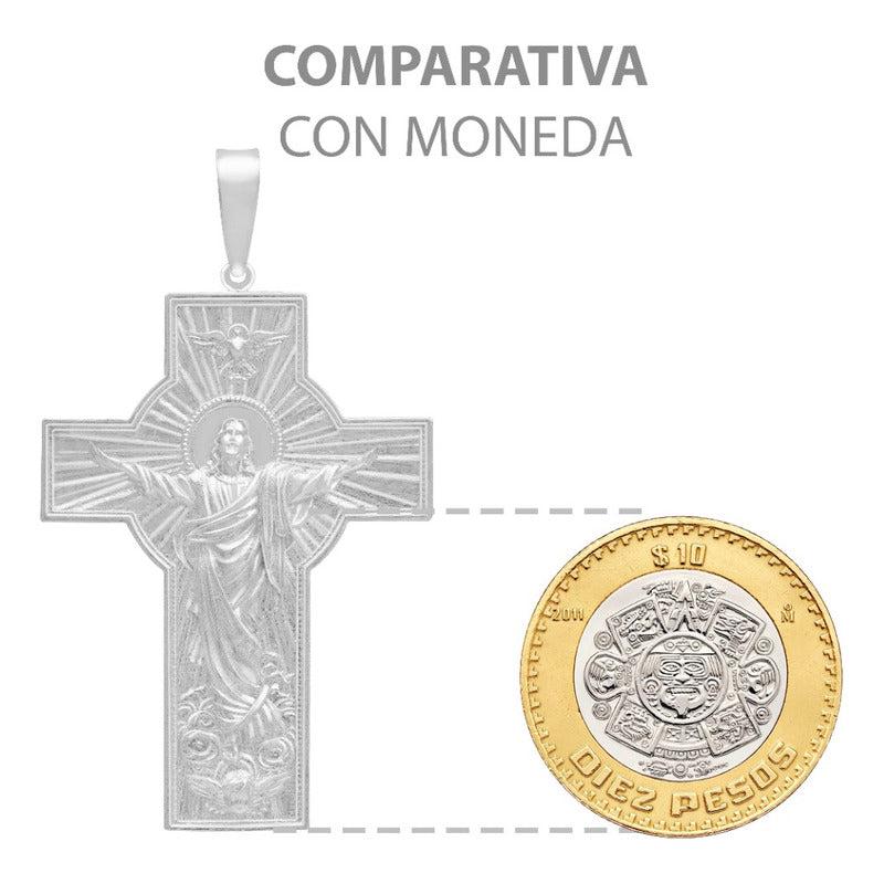 Dije Cruz Grande Cristo Espiritu Santo Hombre Plata 925 Plateado