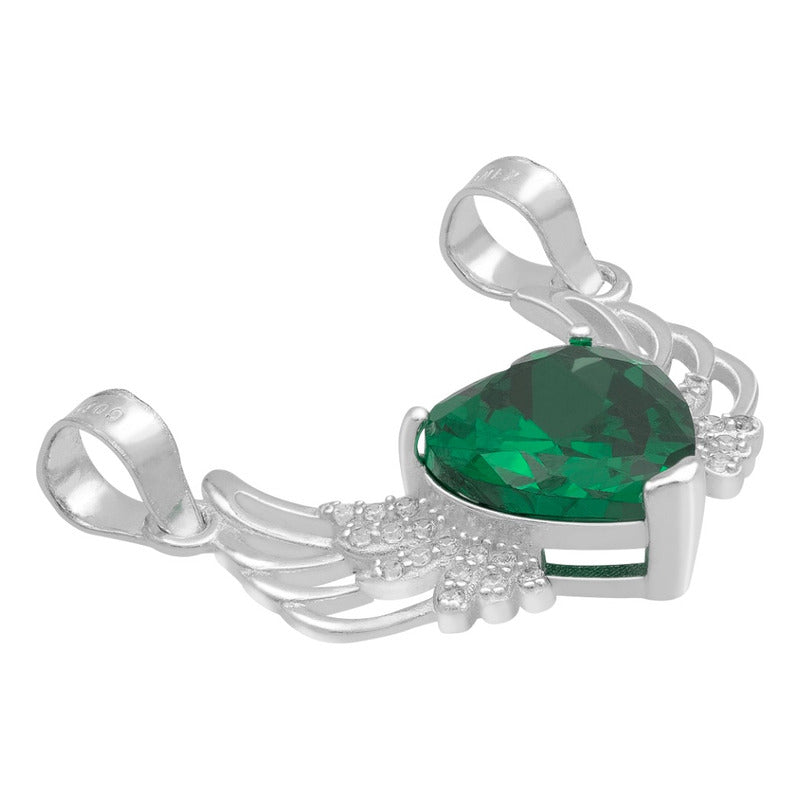 Dije Corazón Alas Zirconias Amor Mujer Mamá Regalo Plata 925