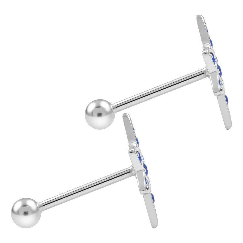 Aretes Broquel Plata 925 Nudo De Bruja Y Zirconia Amuleto