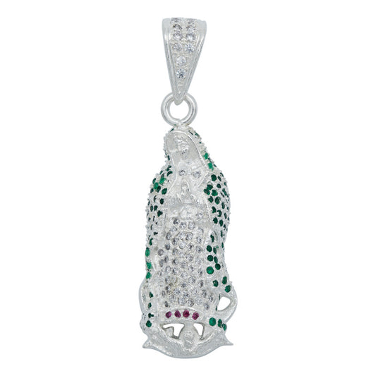 Dije Virgen De Guadalupe Zirconias Plata Solida 925 5.9 Cm