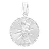 Dije Medalla Diamantada Santa Muerte Lisa Plata 925 2.5 Cm Plateado