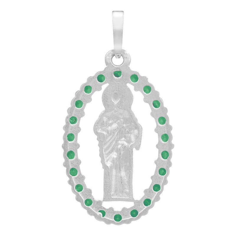 Dije San Judas Liso Borde Zirconias Unisex Plata 925 2.7 Cm