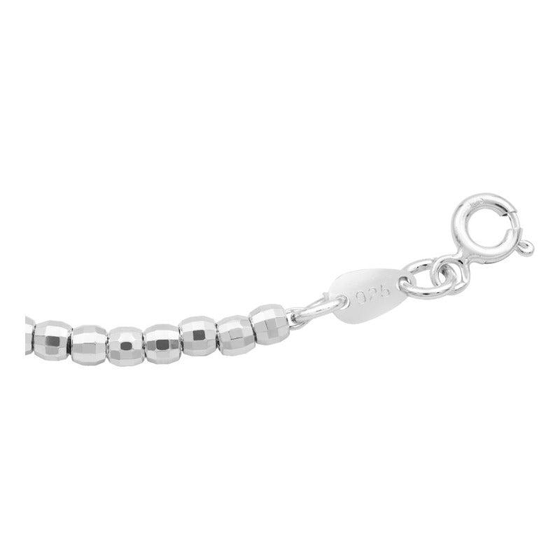 Pulsera Nudo Bruja Colagante Laser Bola Facetada Plata 925 Plateado 6 Cm 19 Cm