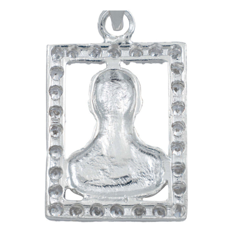 Dije Cuadrado Jesús Malverde Zirconias Plata Solida 925