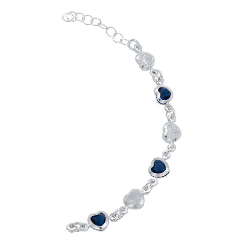 Pulsera Corazones Zirconias Amor Mujer Regalo Plata 925